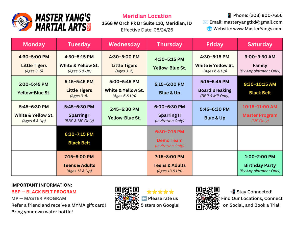 Meridian Location Schedule